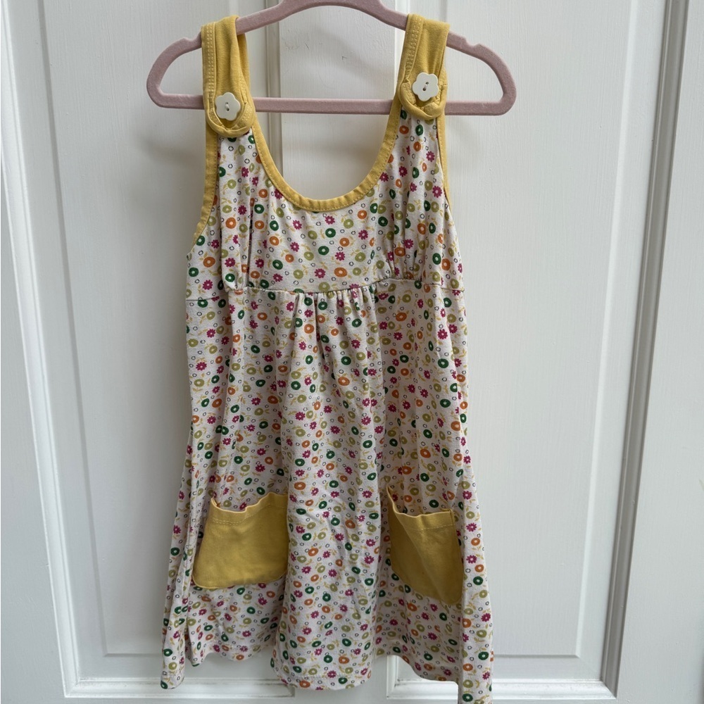 All About Me Size 4 Girls Multicolor Yellow Floral Sleeveless Dress Pockets